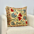 Suzani Pillow Cover - Hand Embroidered Pomegranate Suzani Cushion Pillowcase Cotton Handmade